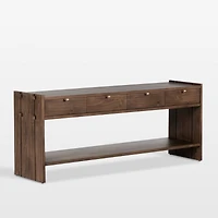 Oscar Brown Pine Wood 78" Rectangular Storage Console Table