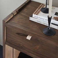 Oscar Brown Pine Wood 78" Rectangular Storage Console Table