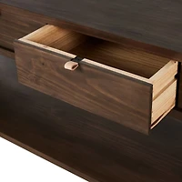Oscar Brown Pine Wood 78" Rectangular Storage Console Table