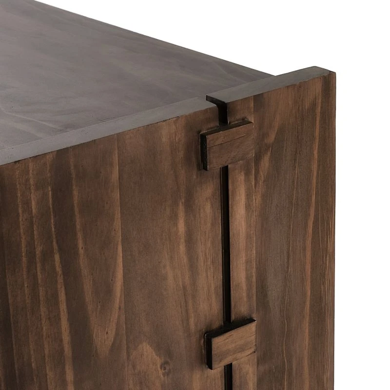 Oscar Brown Pine Wood 78" Rectangular Storage Console Table