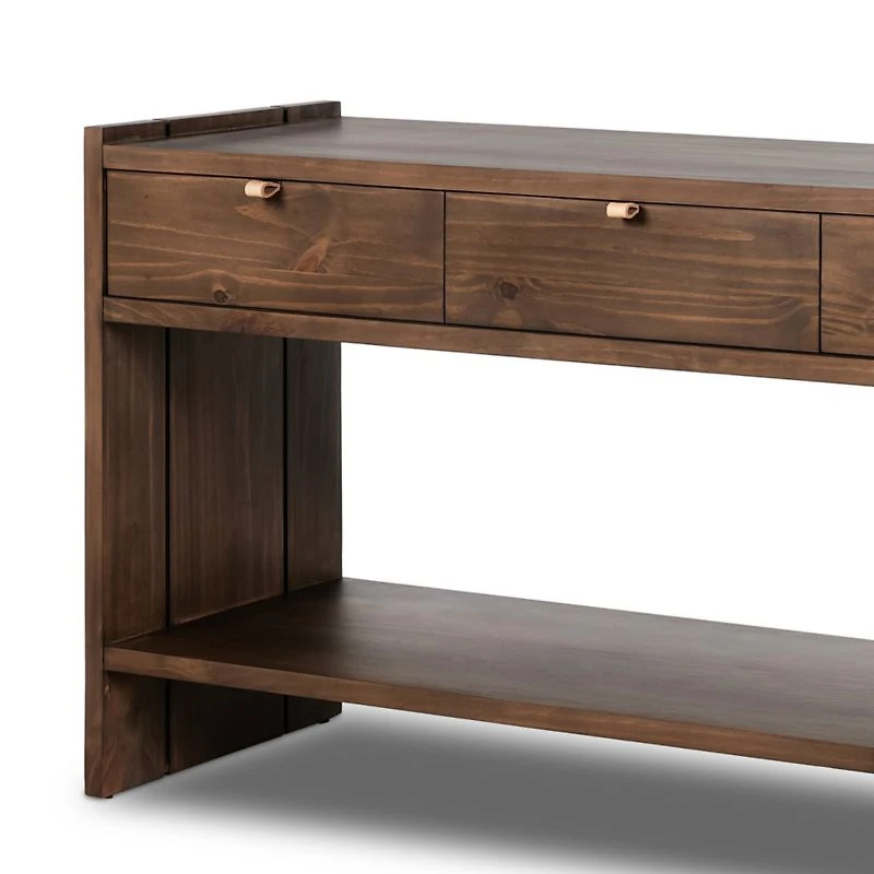 Oscar Brown Pine Wood 78" Rectangular Storage Console Table