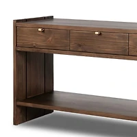 Oscar Brown Pine Wood 78" Rectangular Storage Console Table