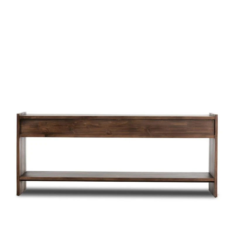 Oscar Brown Pine Wood 78" Rectangular Storage Console Table