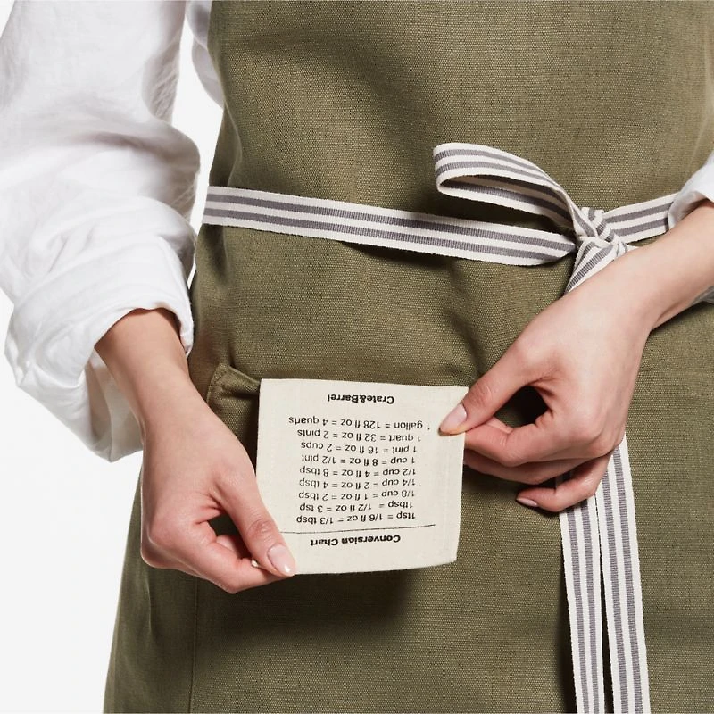 Oslo Cross-Back Green Linen-Organic Cotton Apron with Pocket