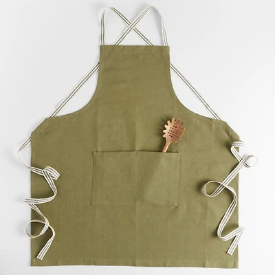 Oslo Cross-Back Linen-Organic Cotton Apron with Pocket