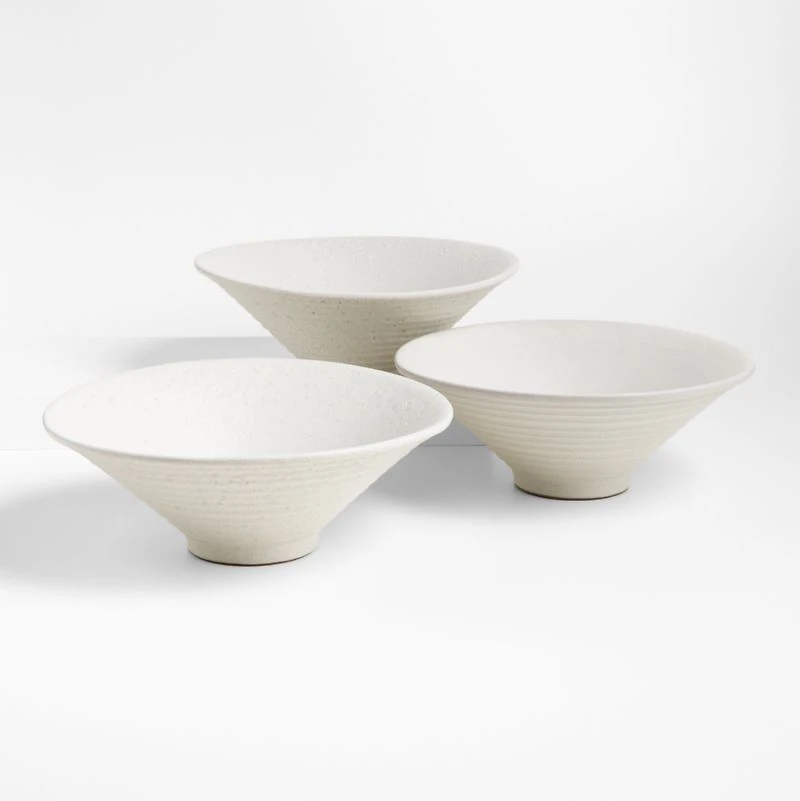 Otsu White Ceramic Textured Centerpiece Bowl 14"