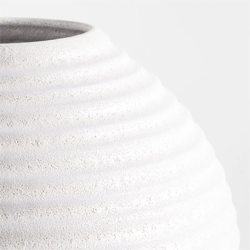 Otsu Round White Ceramic Textured Vase 12"
