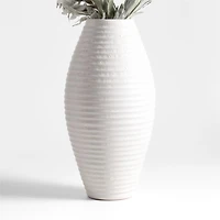 Otsu Round White Ceramic Textured Vase 12"