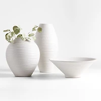 Otsu White Ceramic Textured Centerpiece Bowl 14"