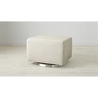 Milo Cream Nursery Gliding Ottoman with Silver Base