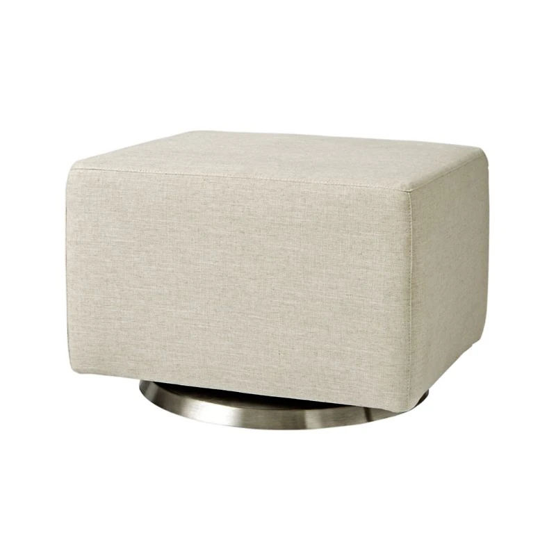 Milo Cream Nursery Gliding Ottoman with Silver Base