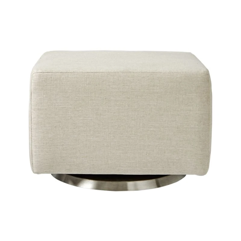 Milo Cream Nursery Gliding Ottoman with Silver Base