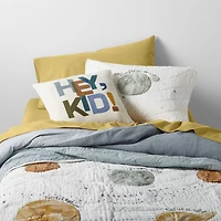 "Hey, Kid!" Embroidered Kids Throw Pillow