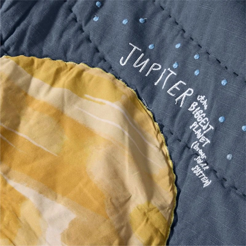 Outer Space Navy Blue Organic Cotton Kids Twin Quilt
