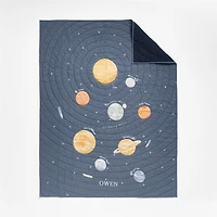 Outer Space Navy Blue Organic Cotton Kids Twin Quilt