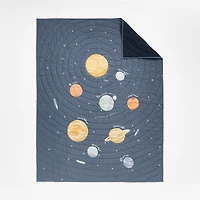 Outer Space Navy Blue Organic Cotton Kids Twin Quilt