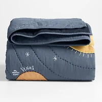 Outer Space Navy Blue Organic Cotton Kids Twin Quilt