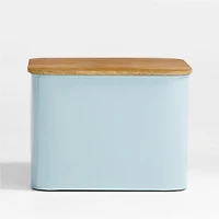 Outline Cloud Blue Medium Metal Storage Bin with Wood Lid