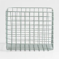 Outline Sage Large Wire Metal Floor Storage Bin with Wood Lid
