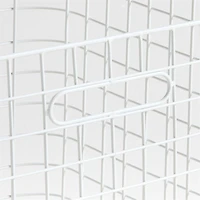 Outline White Large Wire Metal Floor Storage Bin with Wood Lid
