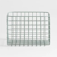 Outline Sage Medium Wire Metal Floor Storage Bin with Wood Lid