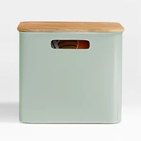 Outline Sage Large Metal Floor Storage Bin with Wood Lid