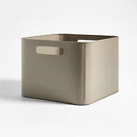 Outline Clay Brown Medium Metal Storage Bin with Wood Lid