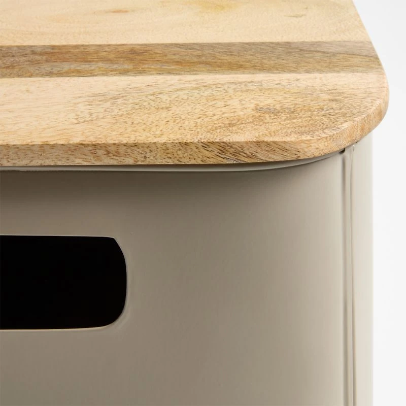 Outline Clay Brown Medium Metal Storage Bin with Wood Lid