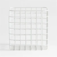 Outline White Wire Metal Storage Bin with Handles