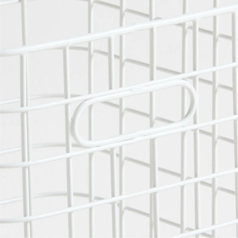 Outline White Wire Metal Storage Bin with Handles