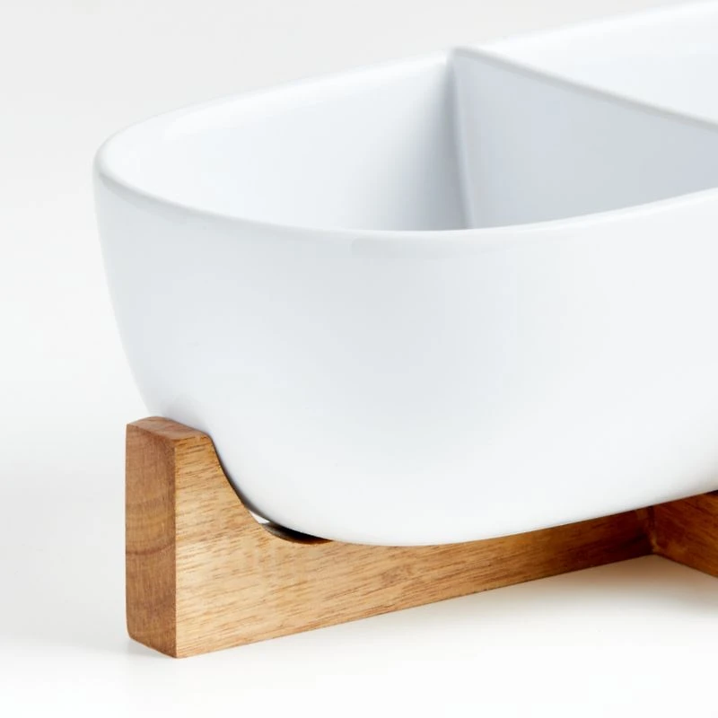 Oven-to-Table Two-Part Serving Dish with Wood Stand