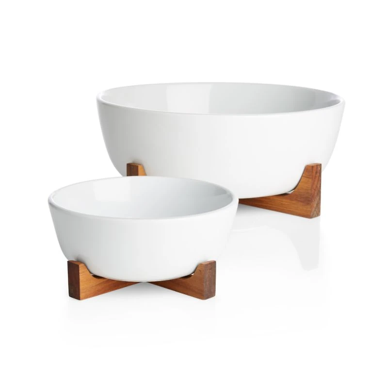 Oven-to-Table Small Serve Bowl with Wood Stand