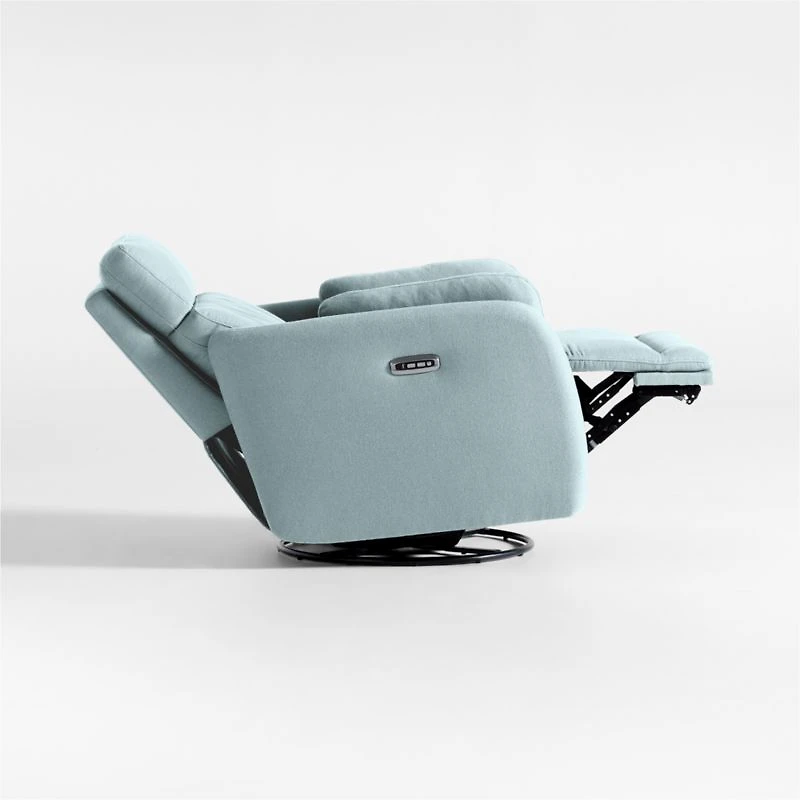 Owen Morning Surf Blue Nursery Electronic Power Recliner with Night Light