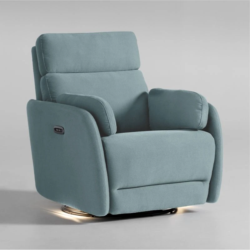 Owen Morning Surf Blue Nursery Electronic Power Recliner with Night Light