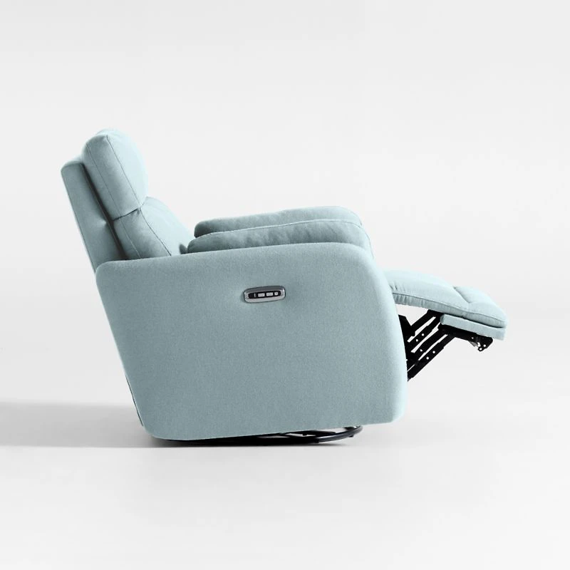 Owen Morning Surf Blue Nursery Electronic Power Recliner with Night Light
