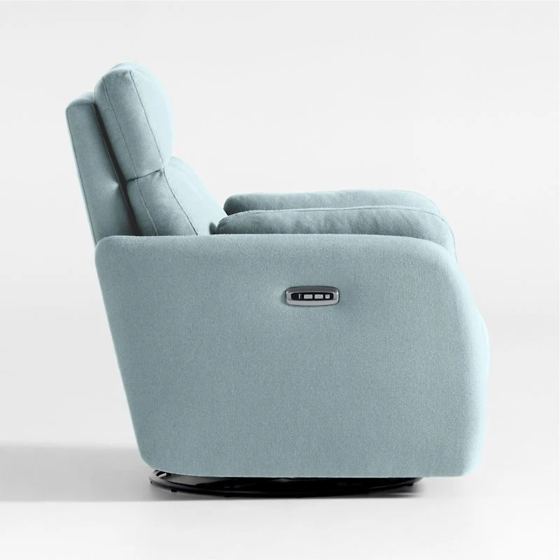 Owen Morning Surf Blue Nursery Electronic Power Recliner with Night Light