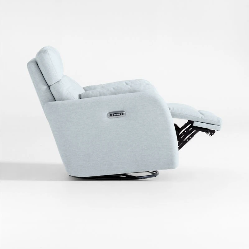 Owen Winter Grey Nursery Electronic Power Recliner with Night Light