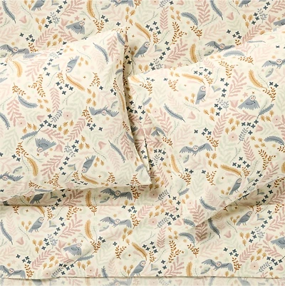 Owl Organic Cotton Percale Kids Queen Sheet Set