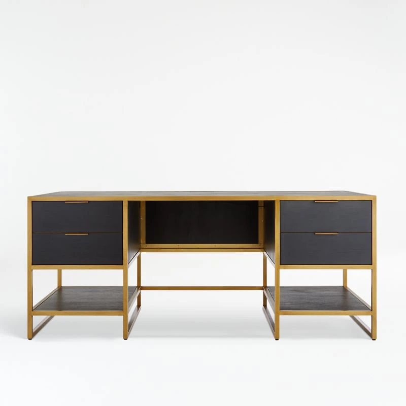 Oxford Black Executive Desk with Power Outlet