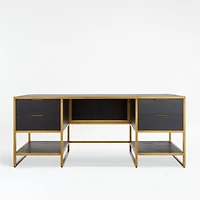 Oxford Black Executive Desk with Power Outlet