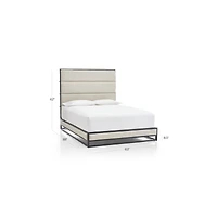 Oxford Ivory Upholstered Weathered Brown Metal Queen Bed