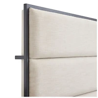 Oxford Ivory Upholstered Weathered Brown Metal Queen Bed