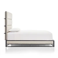 Oxford Ivory Upholstered Weathered Brown Metal Queen Bed