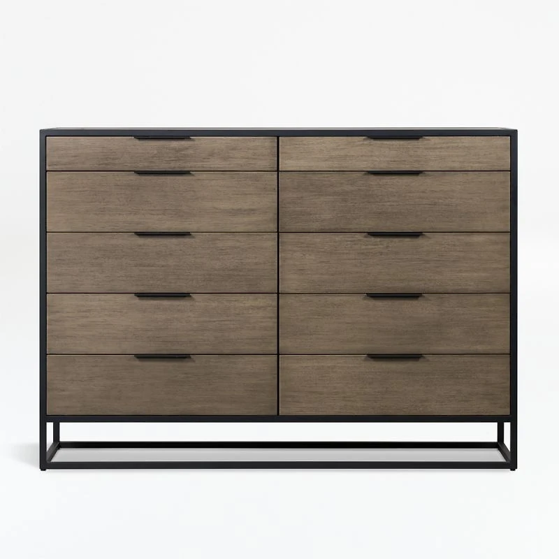 Oxford Weathered Brown Wood 10-Drawer Tall Dresser
