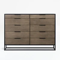 Oxford Weathered Brown Wood 10-Drawer Tall Dresser
