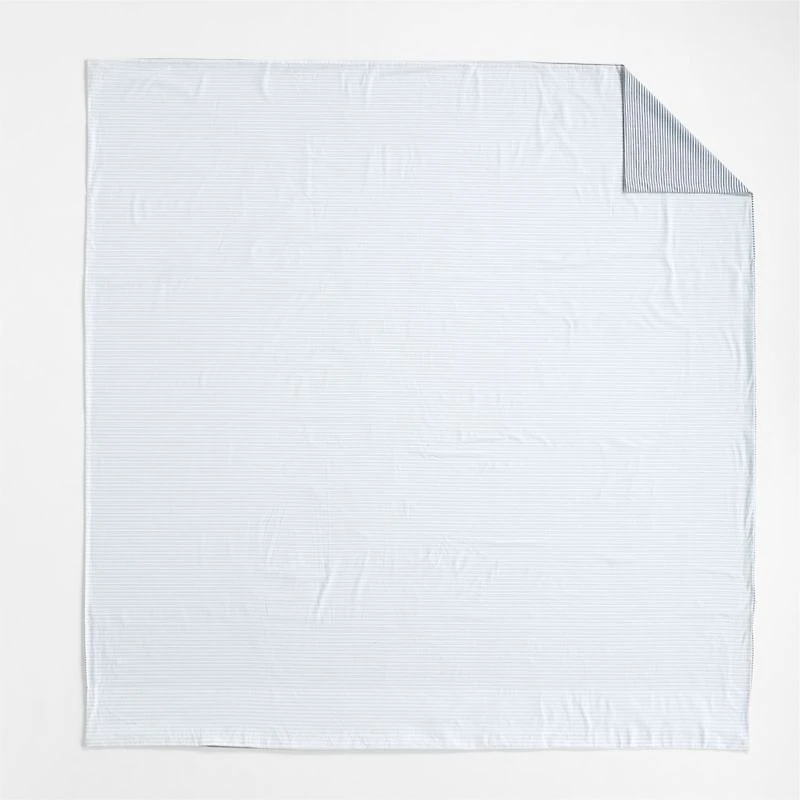 Oxford Shirting Light Indigo Blue Organic Cotton Reversible Full/Queen Duvet Cover