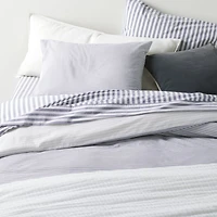 Oxford Shirting Light Indigo Blue Organic Cotton Reversible Full/Queen Duvet Cover