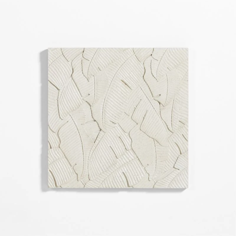 Palm White Ceramic Tile Wall Art