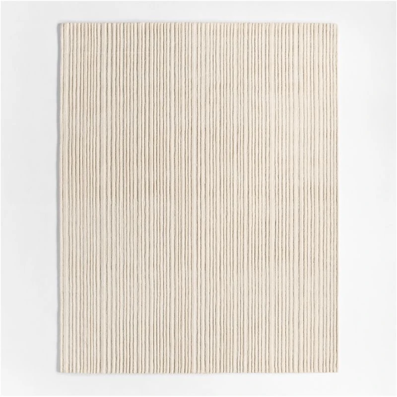 Paloma Textured Stripe Arctic Ivory Kids Wool Area Rug 8'x10'
