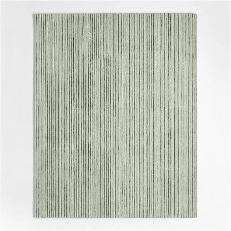 Paloma Textured Stripe Pine Green Kids Wool Area Rug 8'x10'
